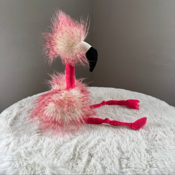 Jellycat Flora the Flamingo Fluffy Hot Pink Furry Bird Stuffed Plush Animal - Picture 6 of 7